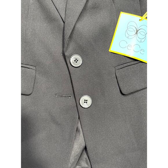 CeCe Black Women's Notched Collar Contrast Ruffled-Cuff Blazer XS - Picture 10 of 12